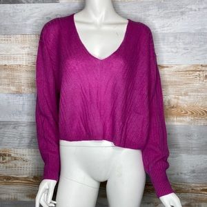 Free People elias cashmere v sweater hot pink size XSmall, Small, and Large